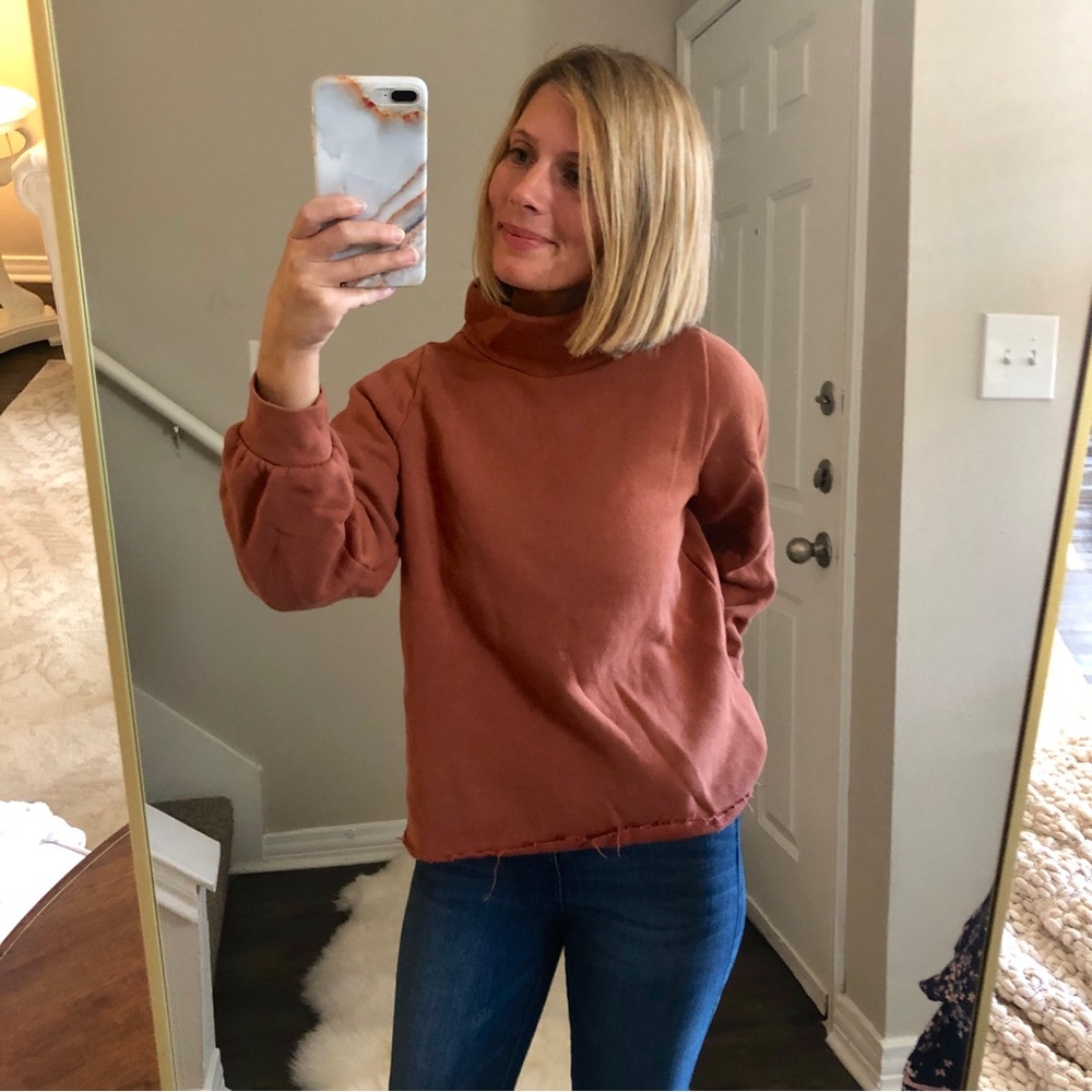 Madewell Rust/Terracotta Funnel Neck Sweatshirt